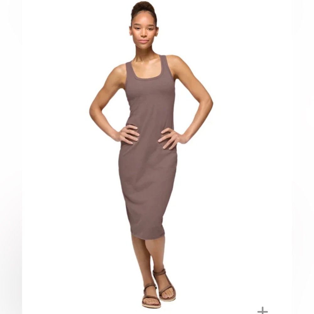 WOMEN'S PRANA HEAVANA RACERBACK MIDI DRESS | CAROB HEATHER